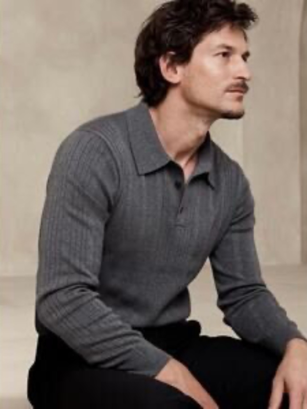 Banana Republic Men's Ribbed Organic Cotton Polo Sweater -NWT - Size M